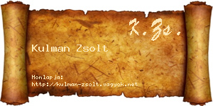 Kulman Zsolt névjegykártya
